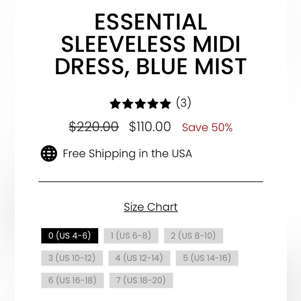 Alembika Essential Sleeveless Midi Dress Blue Mist Size 0 US 4-6 A-Line Pockets - Picture 10 of 12